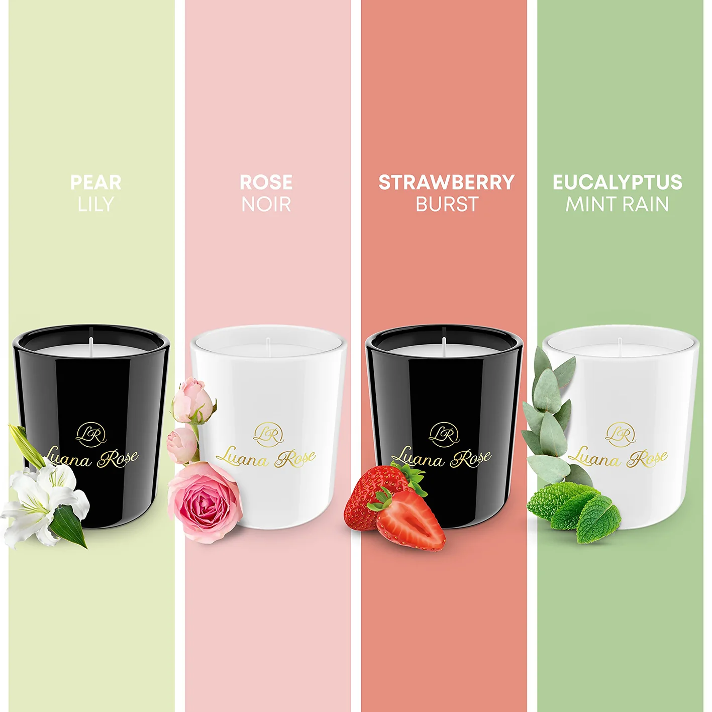 Duftkerzen Geschenkset - 4er-Set - Birne, Lilie, Eucalyptus & Erdbeere - Image 8