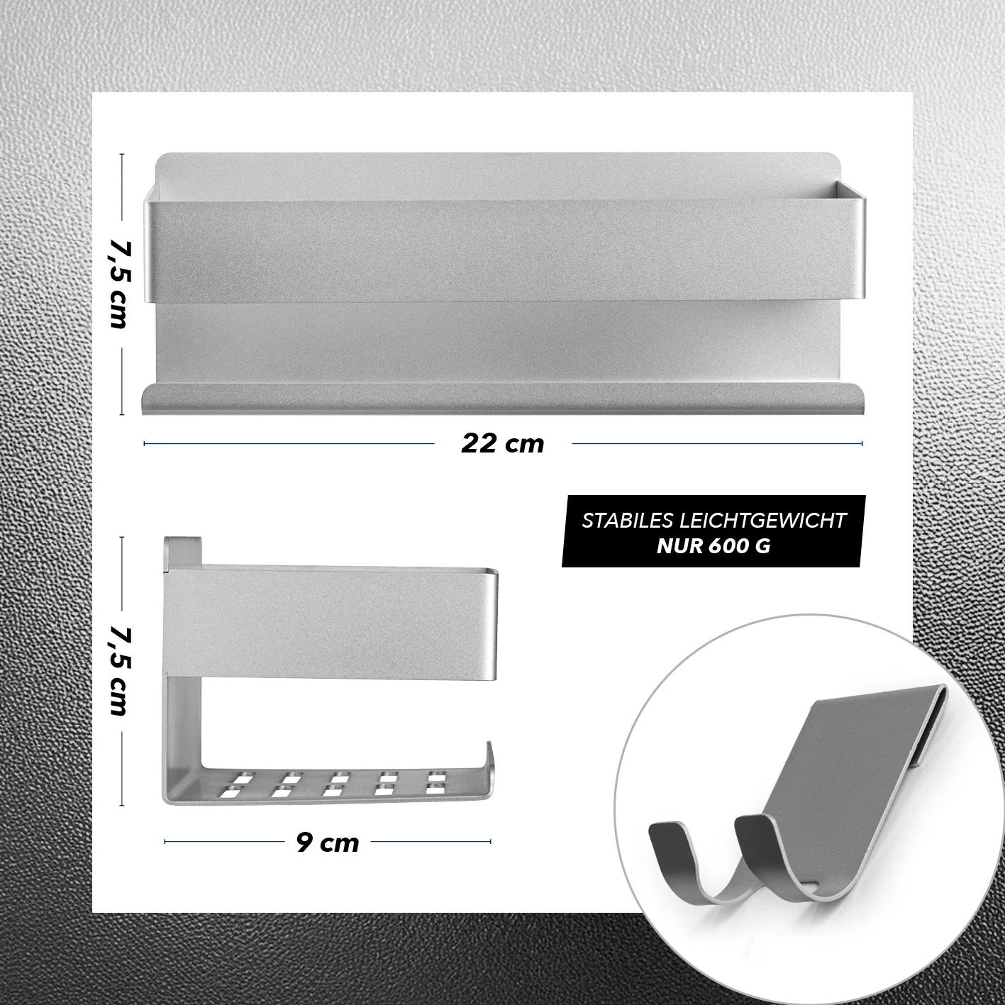 Dusch-Organizer zum Kleben oder Bohren - 2er-Set - Silber - Image 6