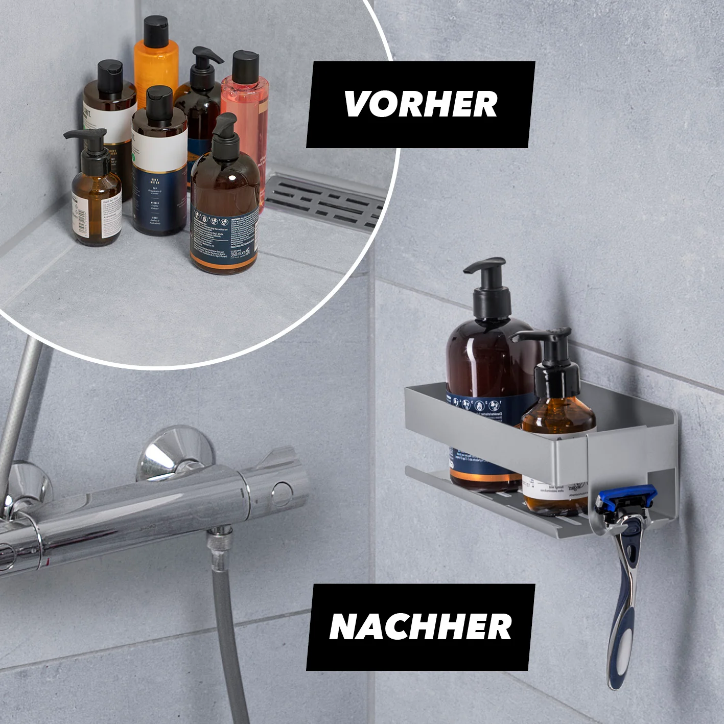 Dusch-Organizer zum Kleben oder Bohren - Silber - Image 5