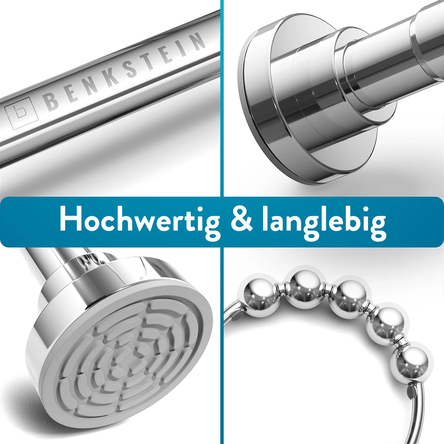 Duschvorhangstange - 125–220 cm - Edelstahl - Image 5