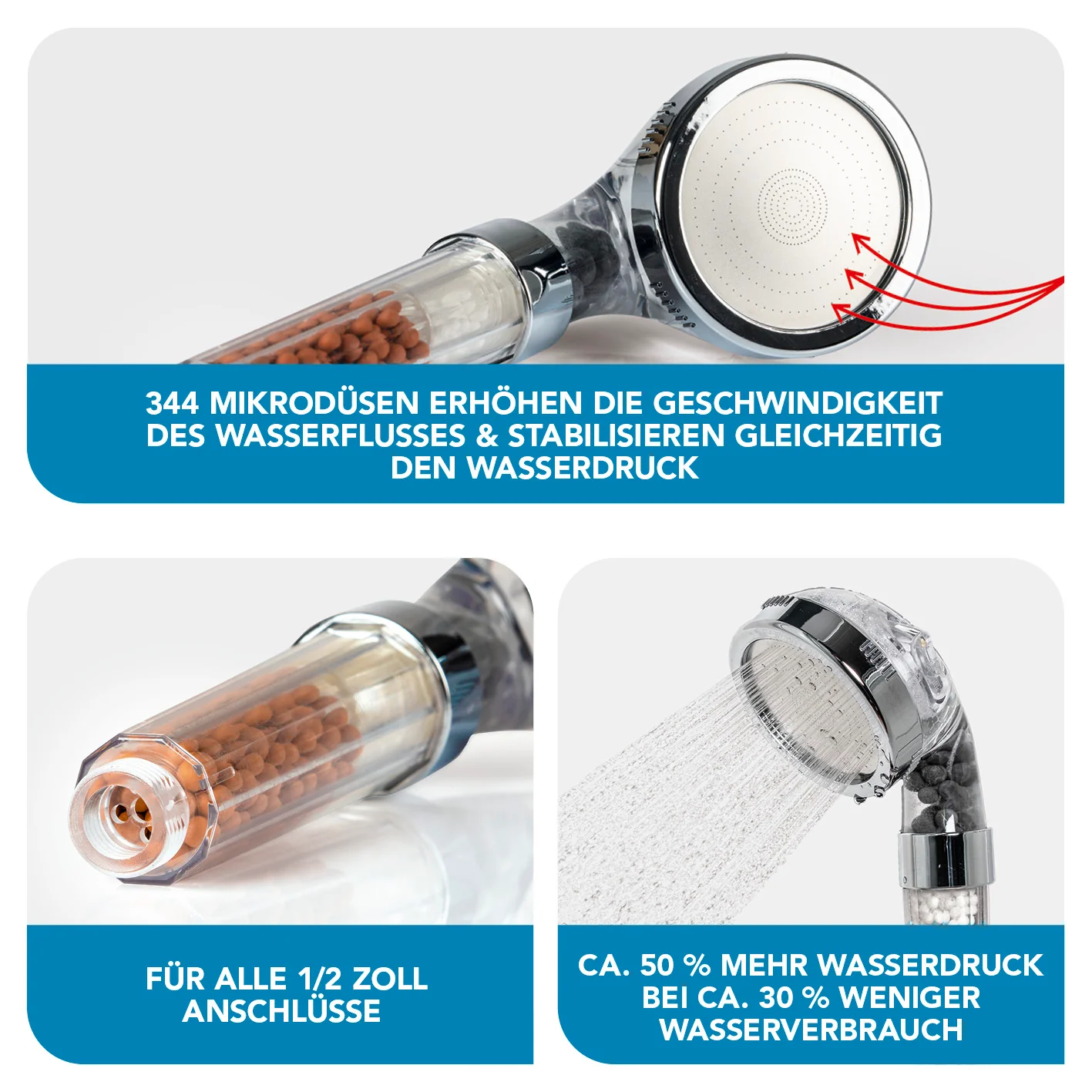 Duschkopf Spa - Mit Mineralperlen & 3 Wasserstrahl-Modi - 344 Düsen - Image 3