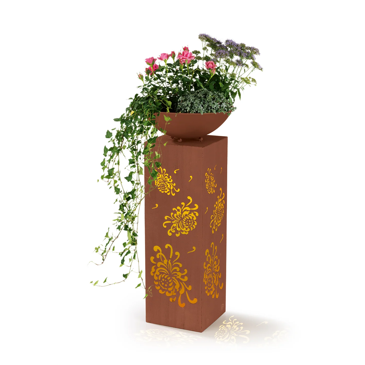 LED-Dekosäule mit Planzschale Rost-Optik "Bauernrose" - 87 cm - Image 4