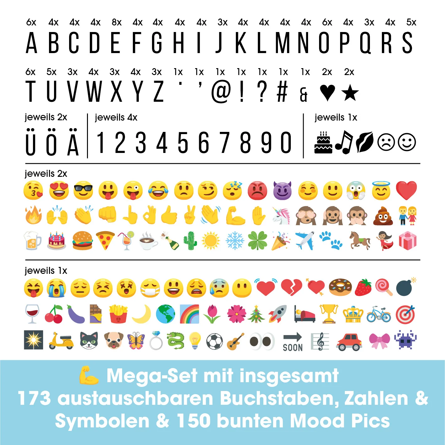 LED-Leuchtkasten Würfel - 173 Buchstaben & 150 Moodjis - Image 3