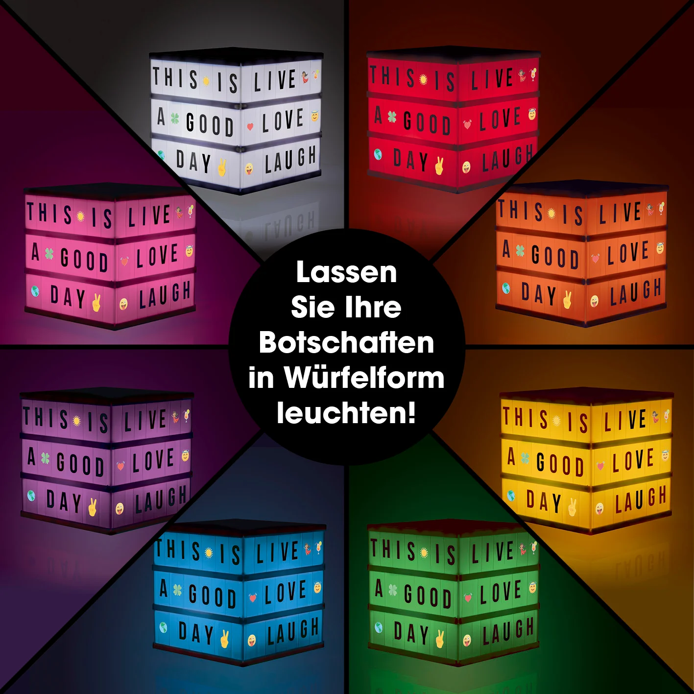 LED-Leuchtkasten Würfel - 173 Buchstaben & 150 Moodjis - Image 5