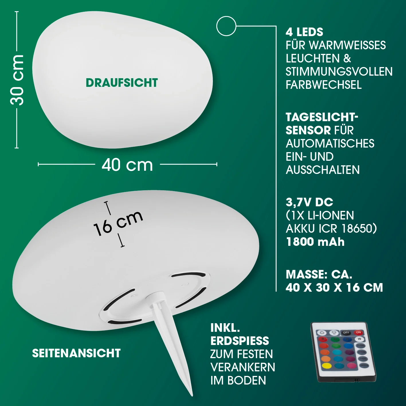 Solar-Leuchte Stein mit Farbwechsel - Image 7