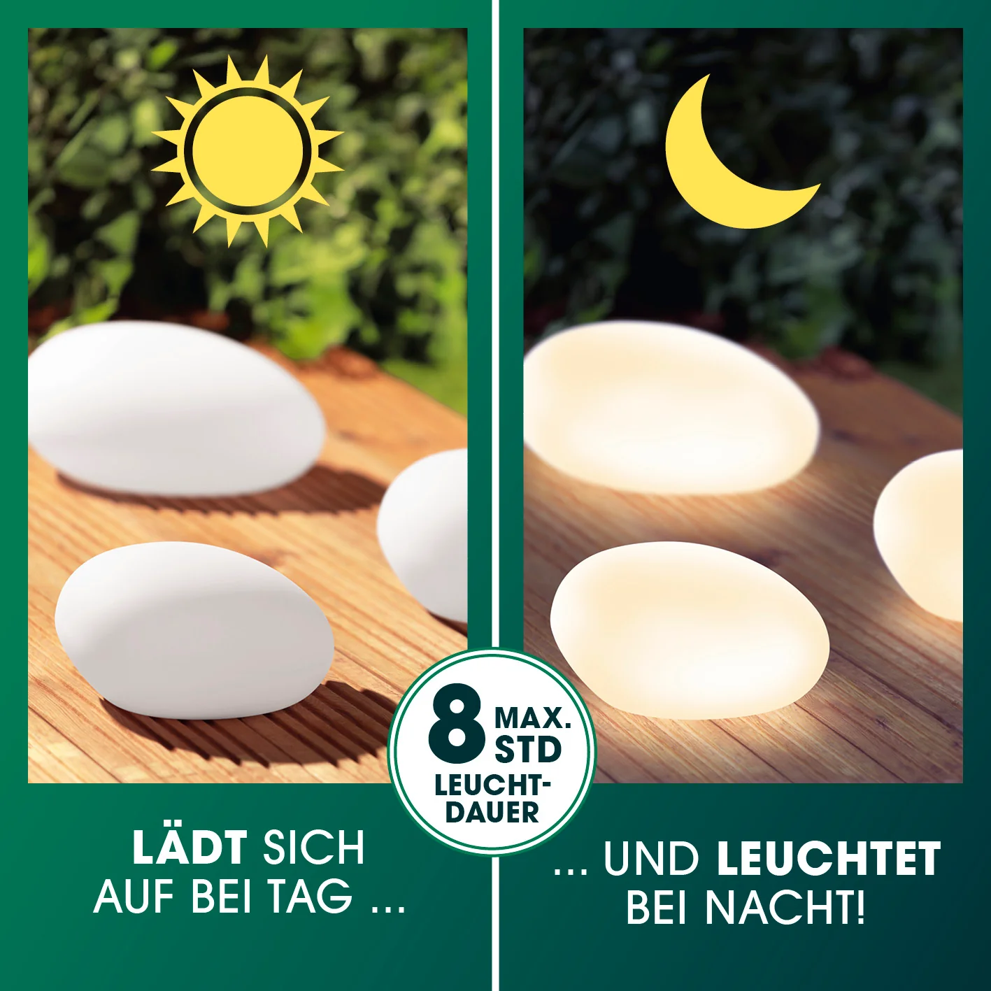 Solar-Leuchten Set Stein flach - 3er-Set - Image 2