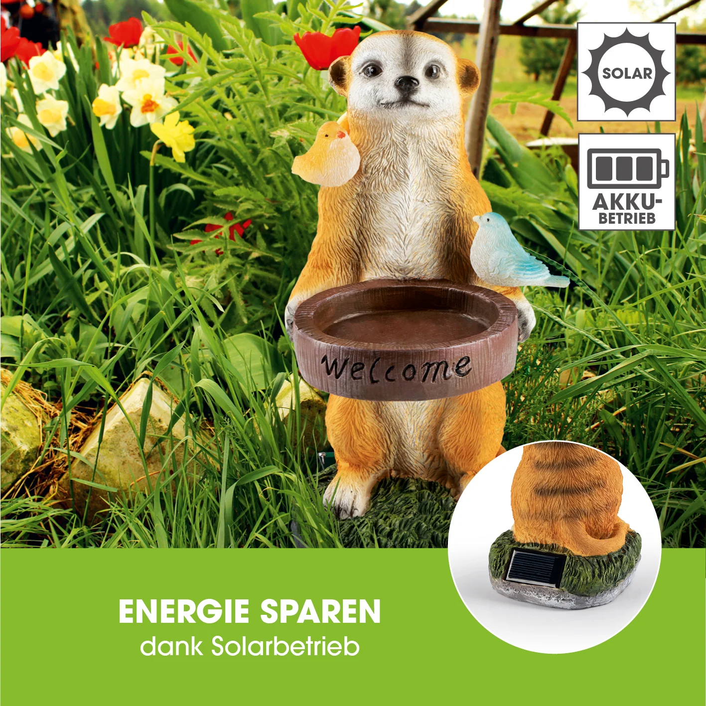 Solarleuchte Erdmännchen als Vogeltränke - Image 5
