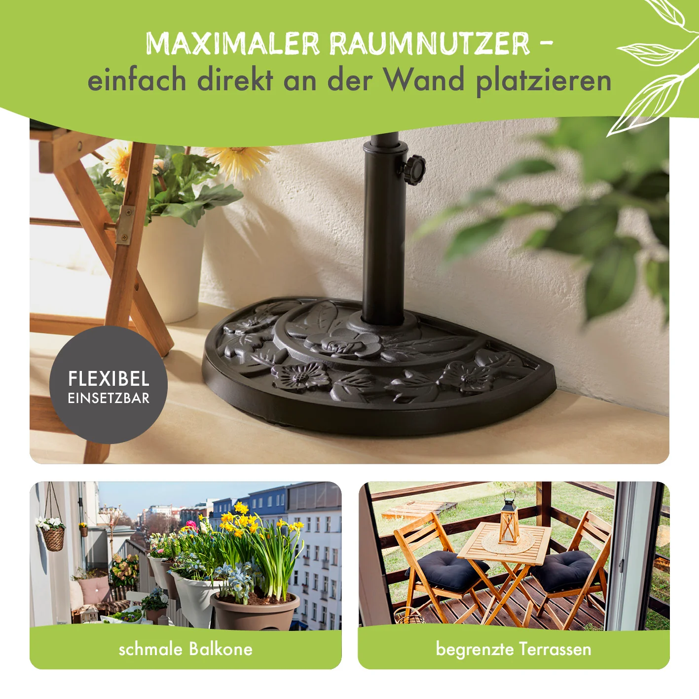 Sonnenschirmfuß Guß-Optik - Schwarz - Image 3