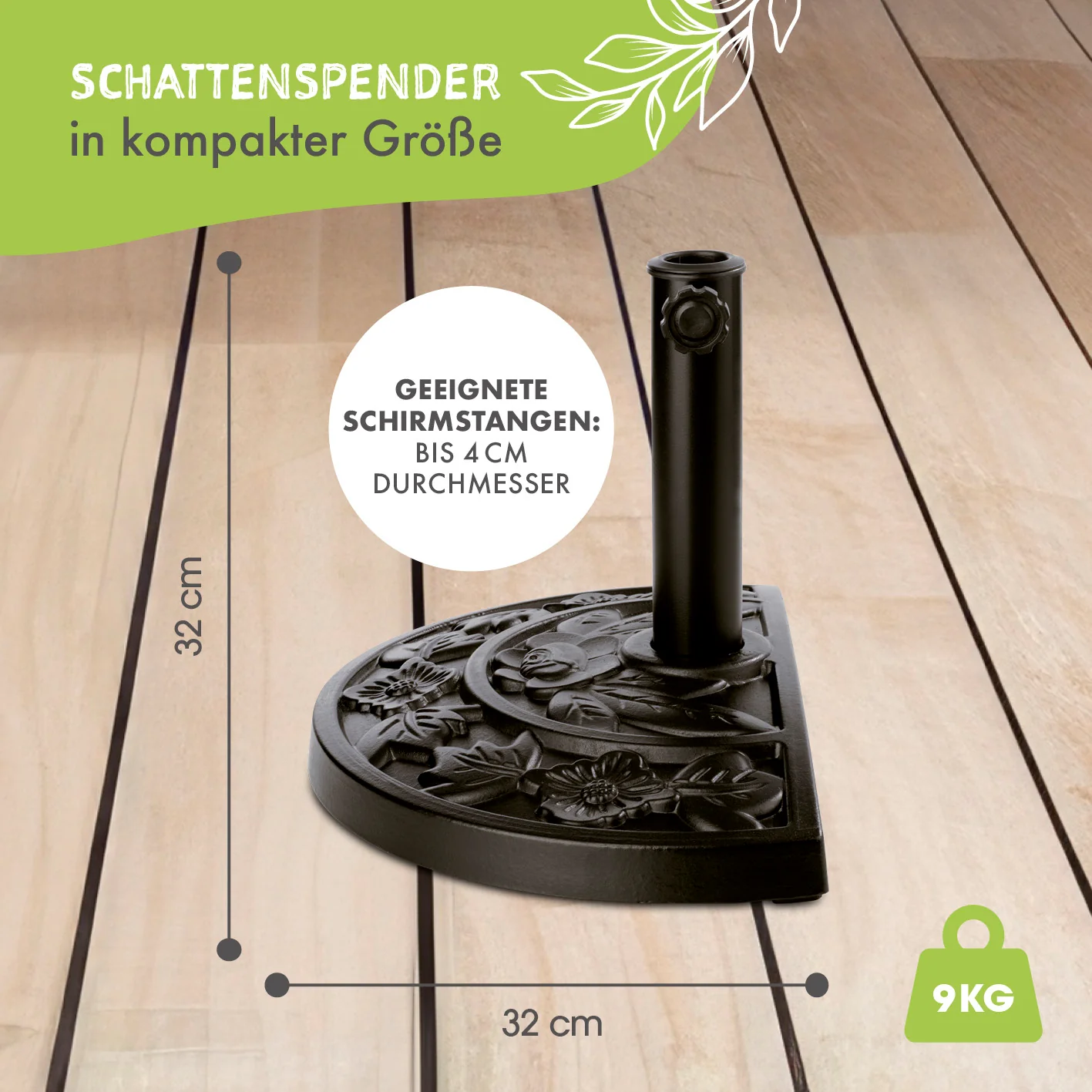 Sonnenschirmfuß Guß-Optik - Schwarz - Image 4