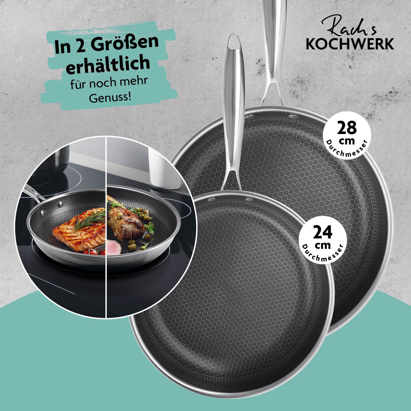 Edelstahl-Pfanne mit Wabenstruktur Ø 24 cm - Image 6