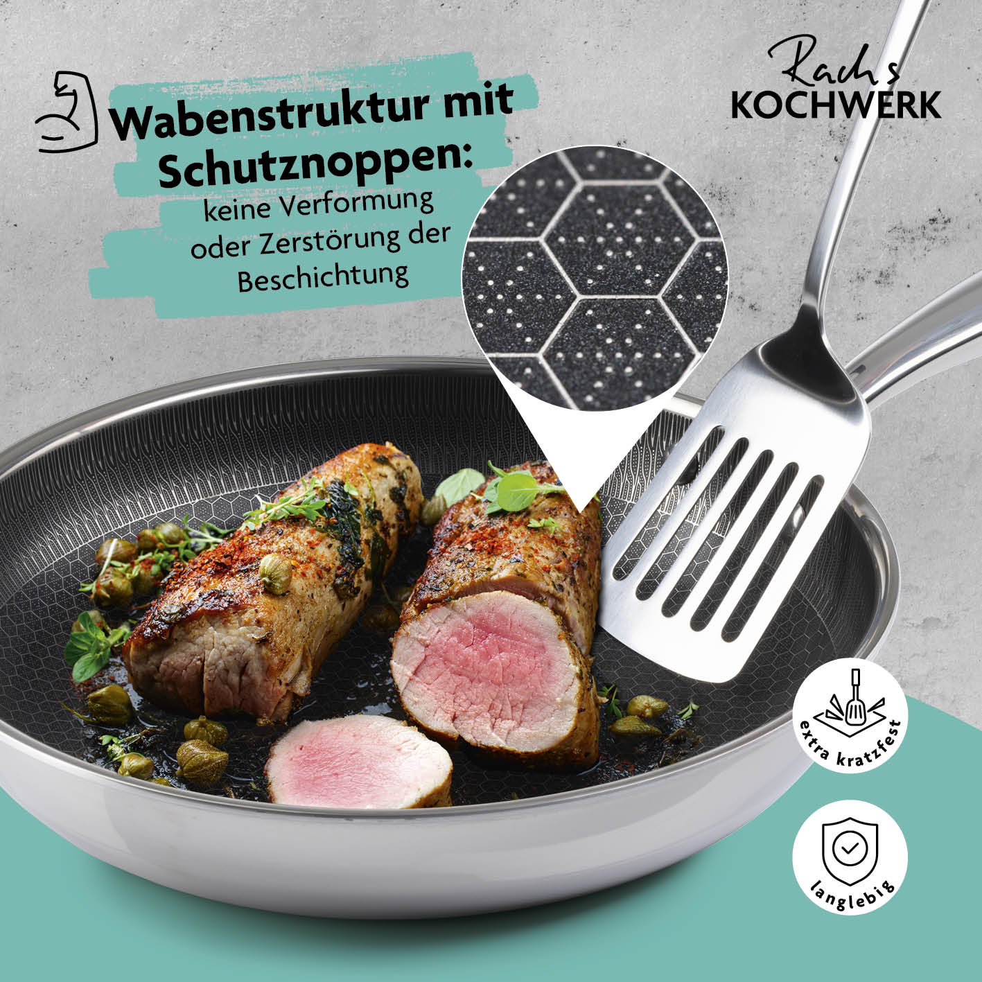 Edelstahl-Pfanne mit Wabenstruktur Ø 28 cm - Image 3