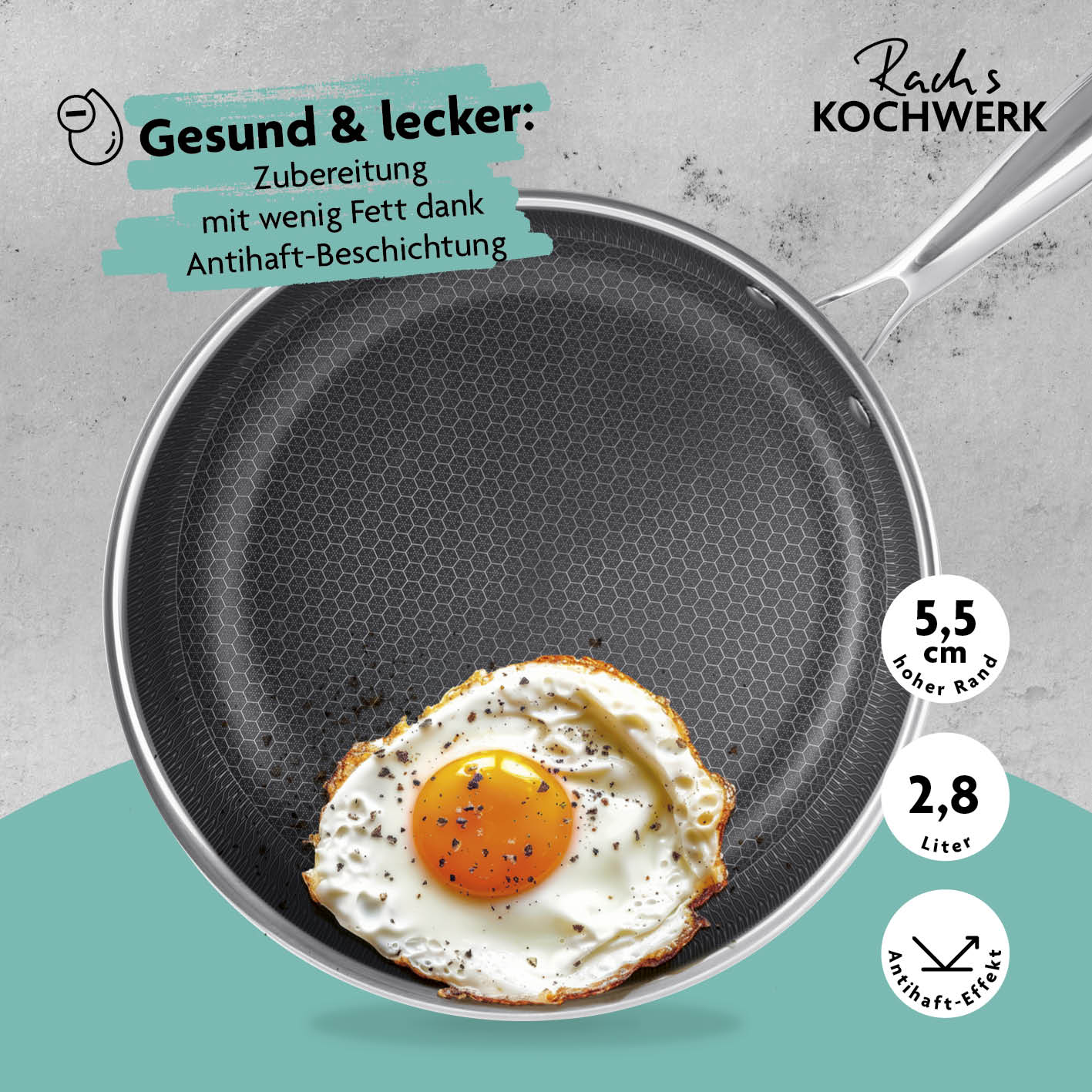 Edelstahl-Pfanne mit Wabenstruktur Ø 28 cm - Image 4