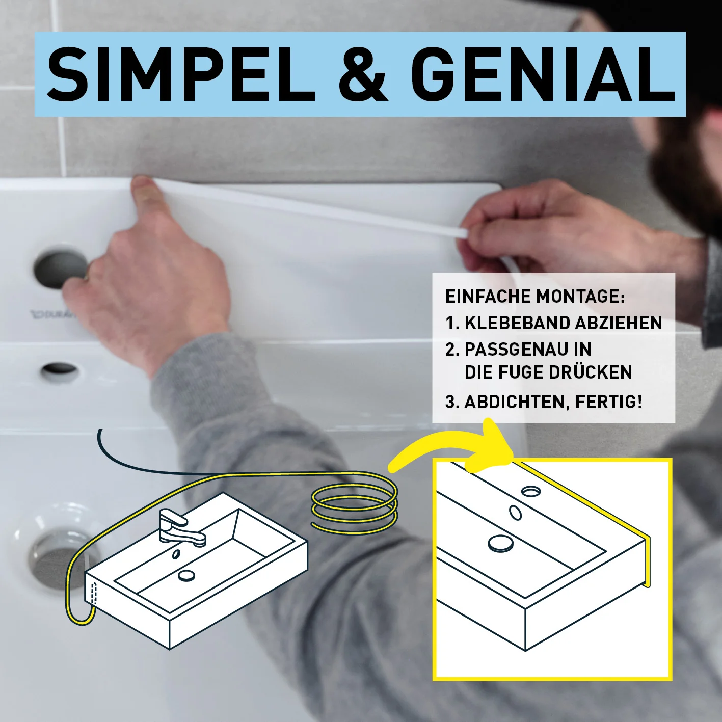 Fugenband Meterware 5 m für Waschtisch/Waschbecken - zuschneidbar - Image 3