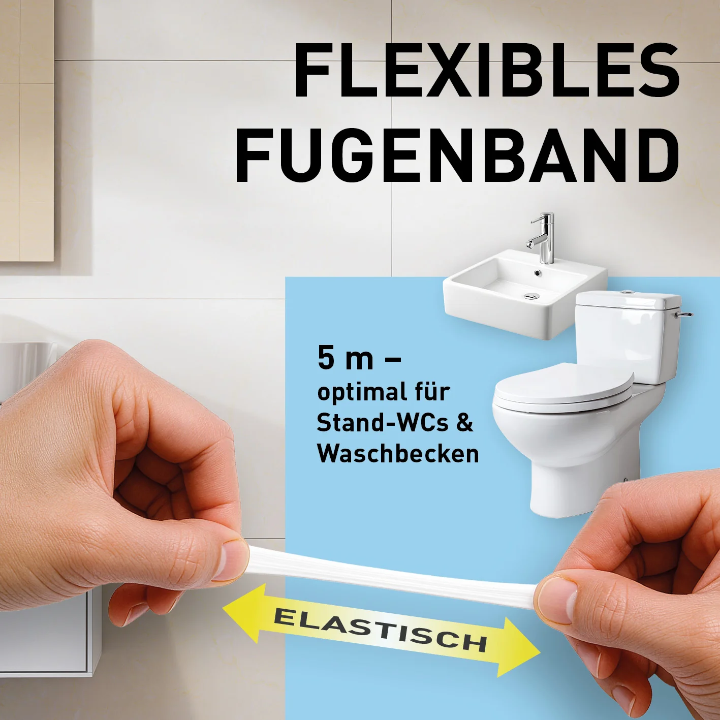 Fugenband Meterware 5 m für Waschtisch/Waschbecken - zuschneidbar - Image 6