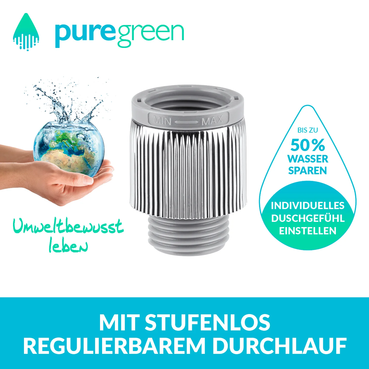 Einstellbarer Wassersparer für die Dusche - chromfarben - 2er-Set - Image 3