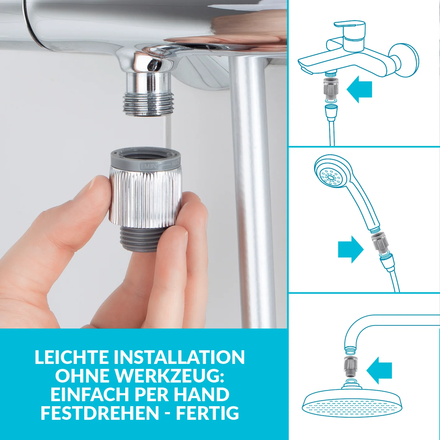 Einstellbarer Wassersparer für die Dusche - chromfarben - 2er-Set - Image 4