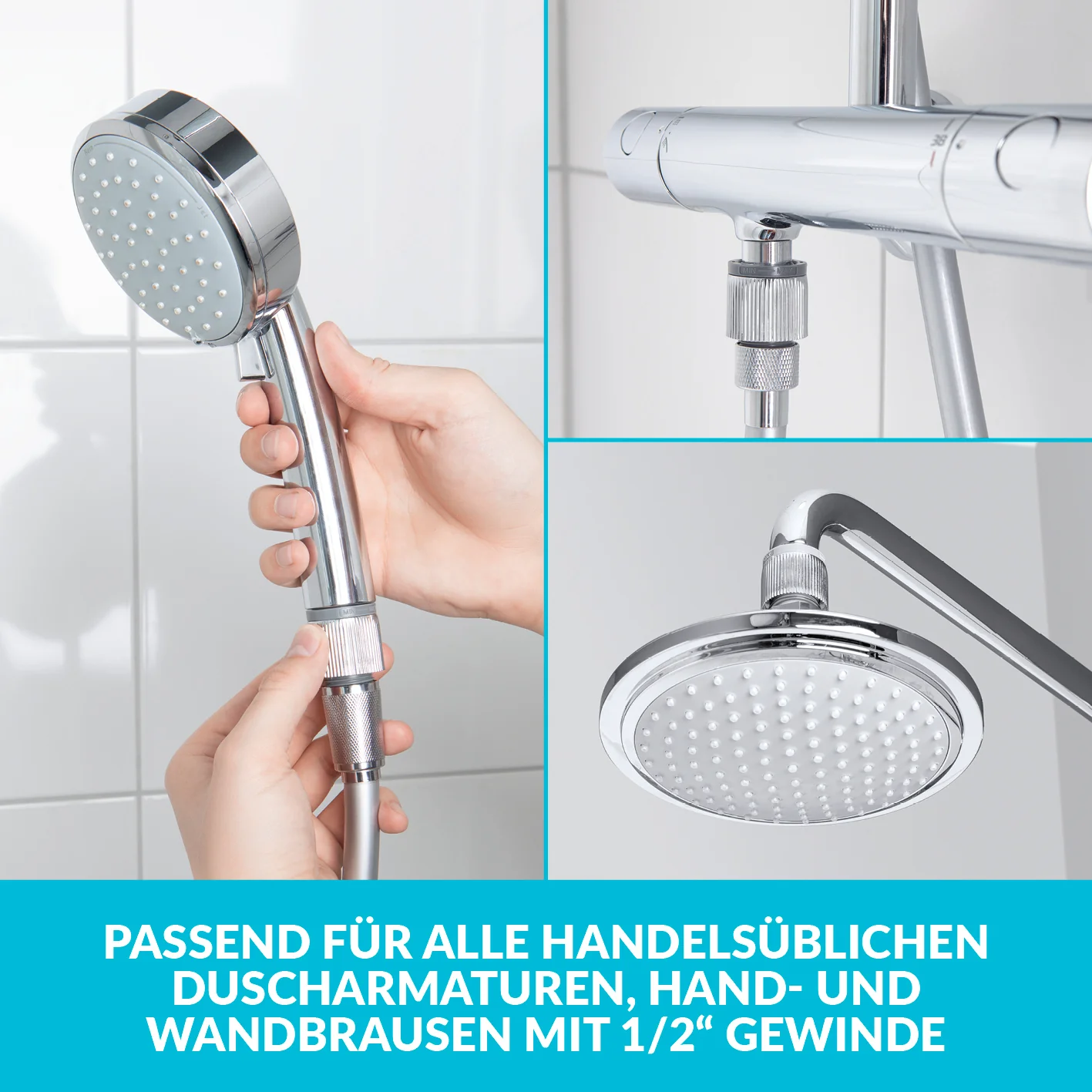 Einstellbarer Wassersparer für die Dusche - chromfarben - 2er-Set - Image 6
