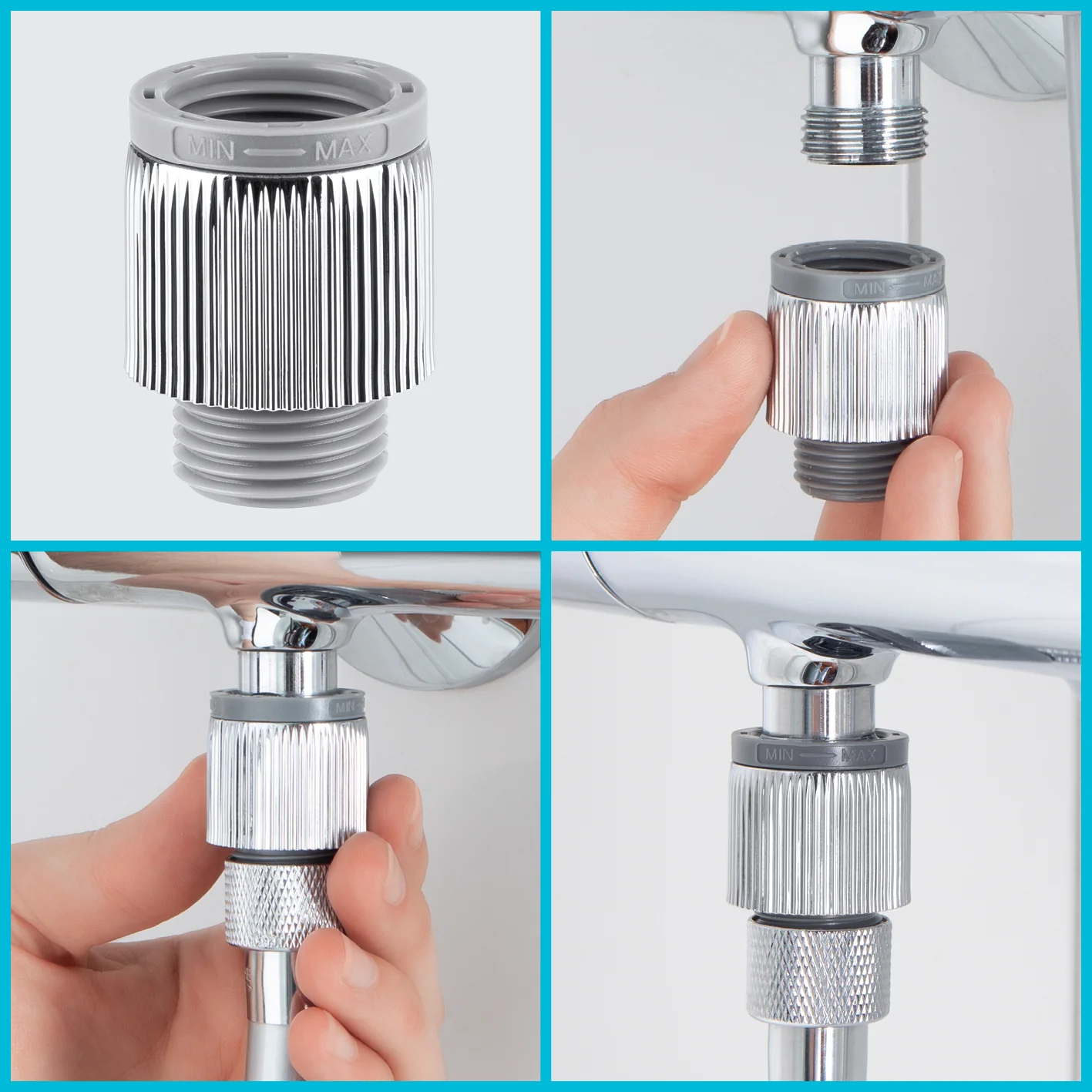 Einstellbarer Wassersparer für die Dusche - chromfarben - 2er-Set - Image 8