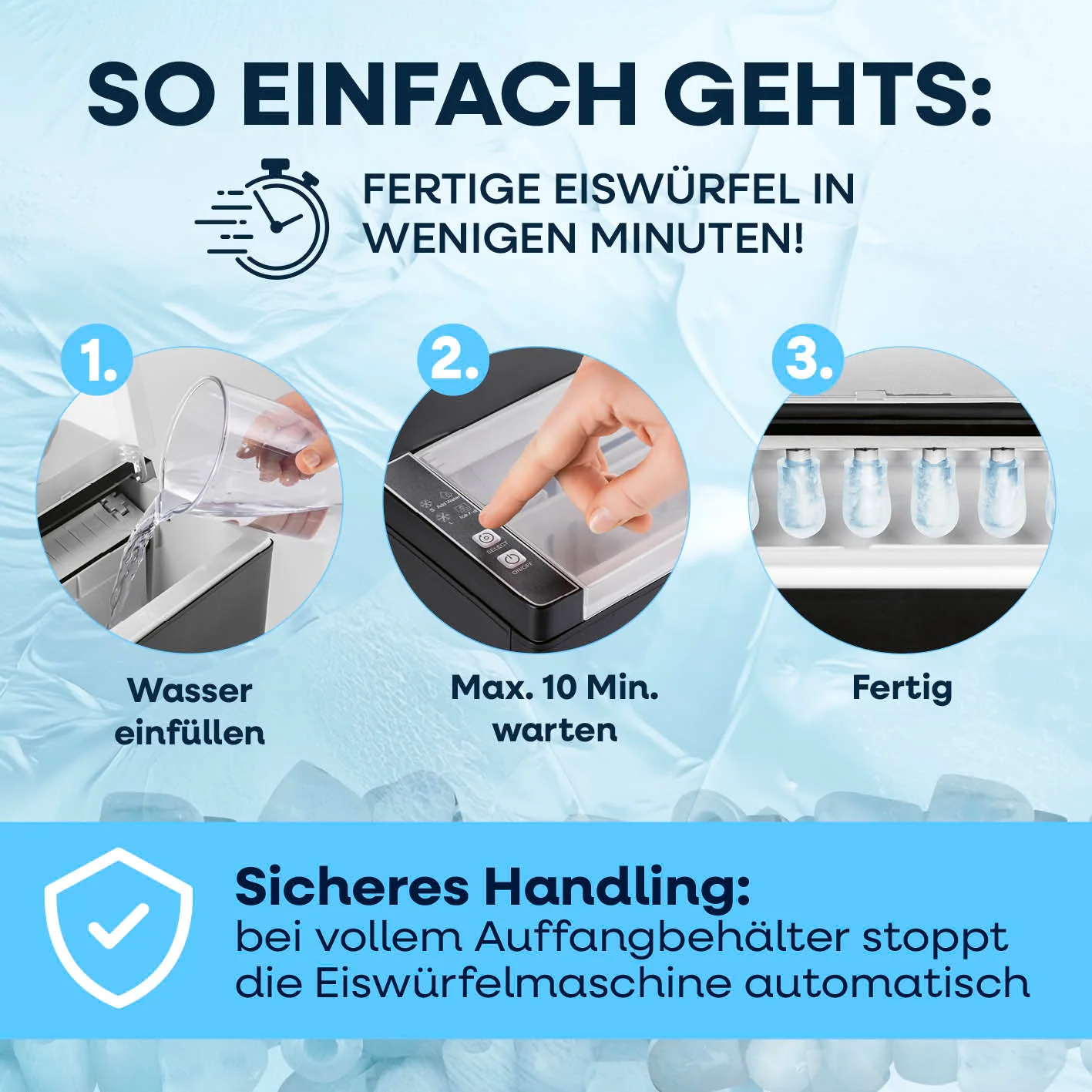 Eiswürfelmaschine inkl. Auffangbehälter & Eisschaufel - Image 3