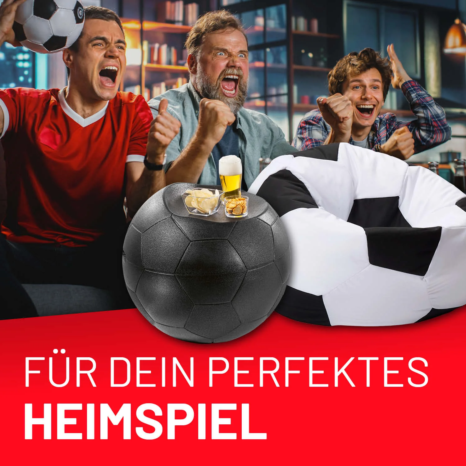 EM 2024 Fan-Lounge 1 + 1 - XXL-Fußball-Sitzsack + Fußball-Sitz-Kühlbox - Image 3