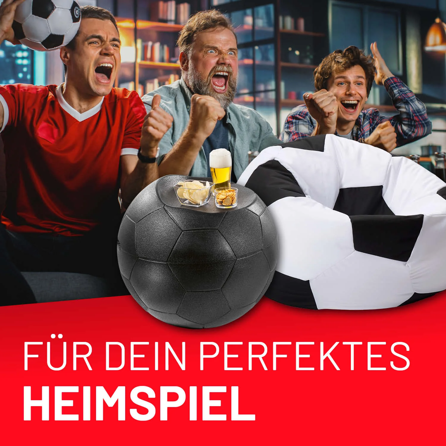 EM 2024 Fan-Lounge 2 + 1 - 2 x XXL-Fußball-Sitzsack + Fußball-Kühlbox - Image 3
