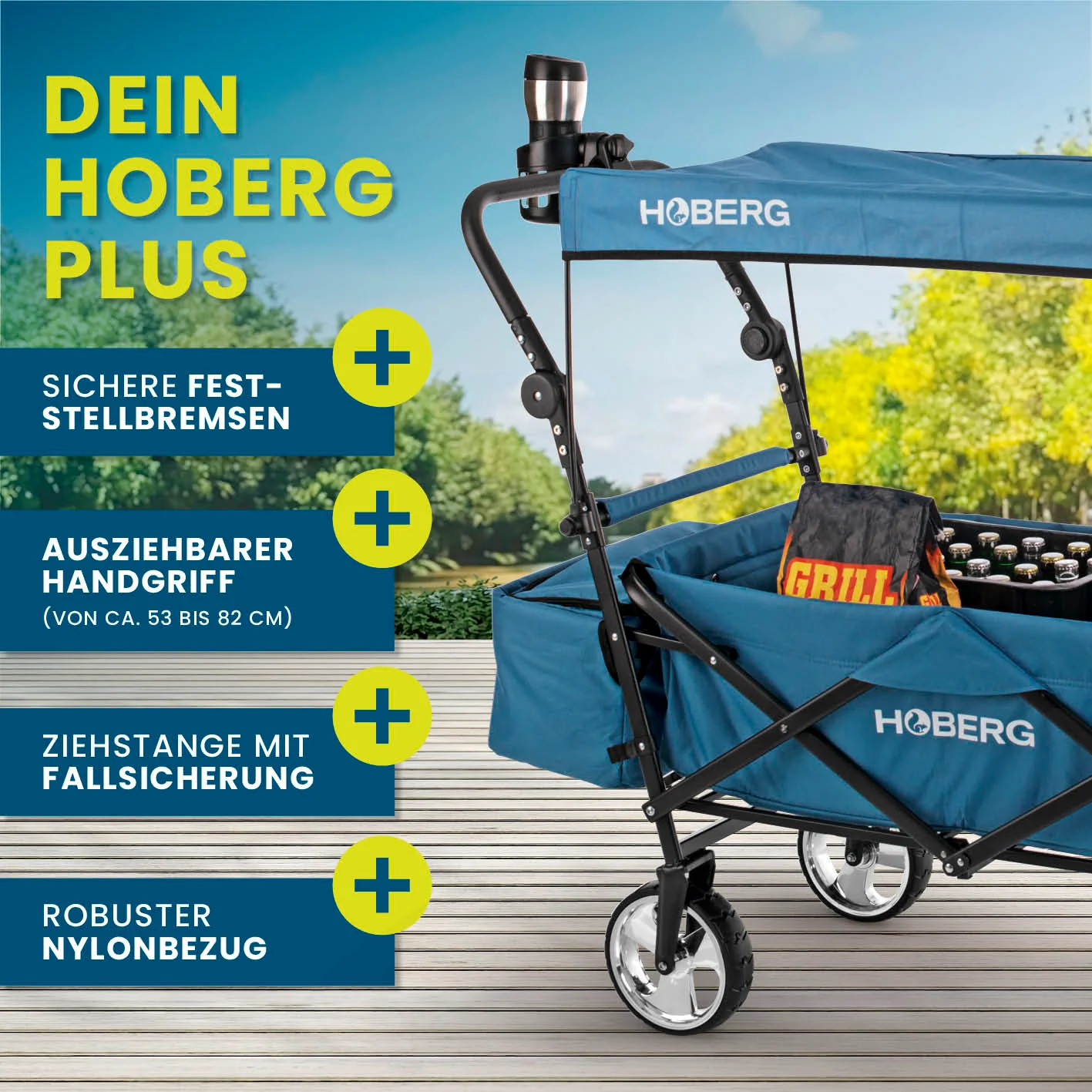 Faltbarer Bollerwagen - Blau - Image 6
