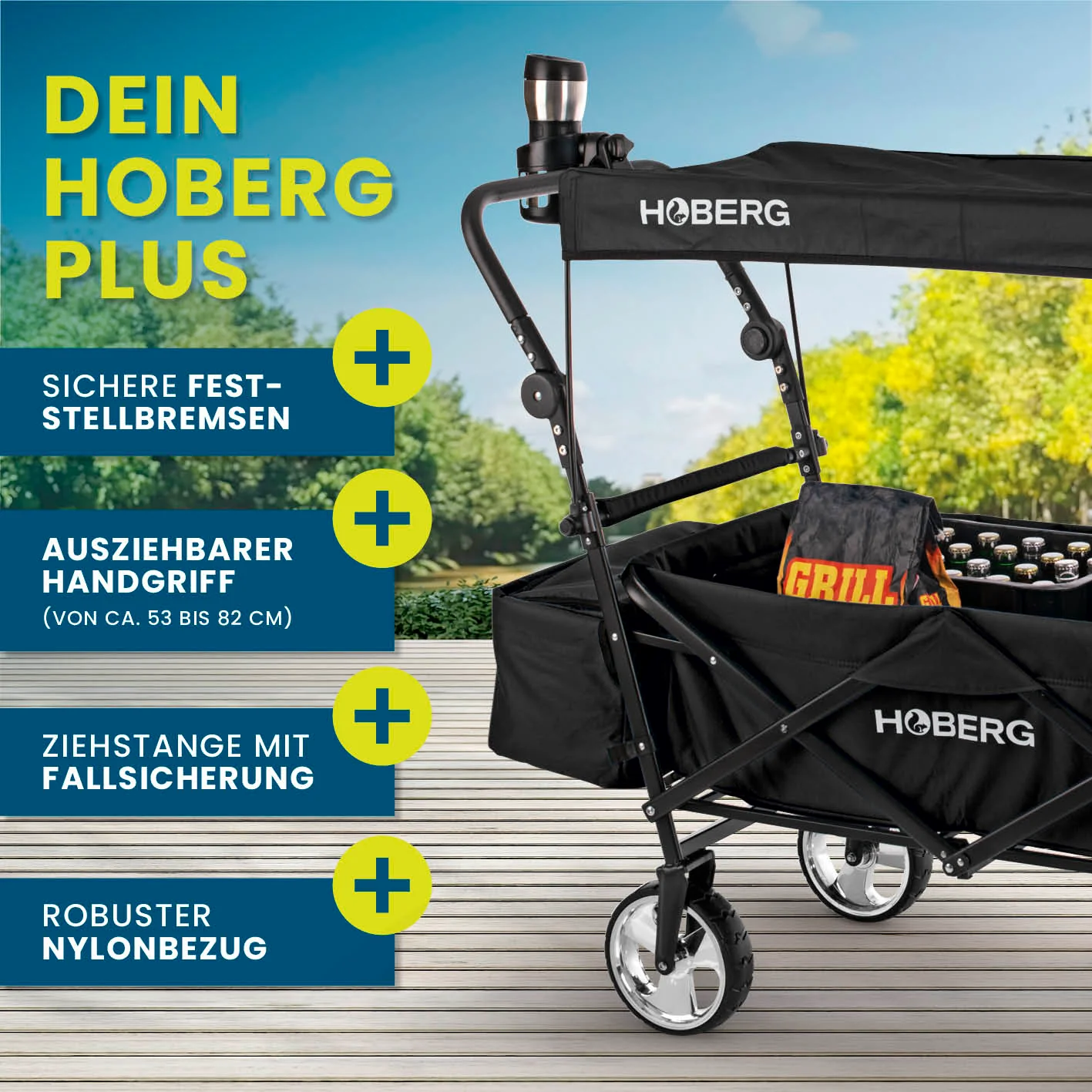 Faltbarer Bollerwagen - Schwarz - Image 6