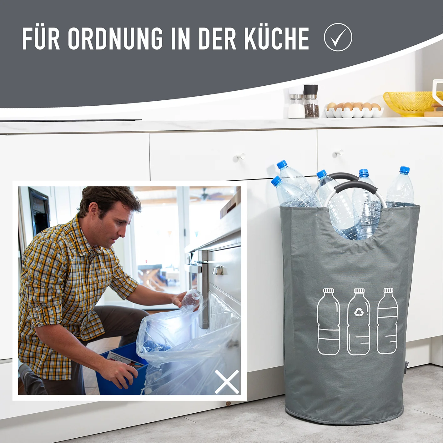 Faltbarer Pfandflaschen Sammelbehälter - Grau - Image 3