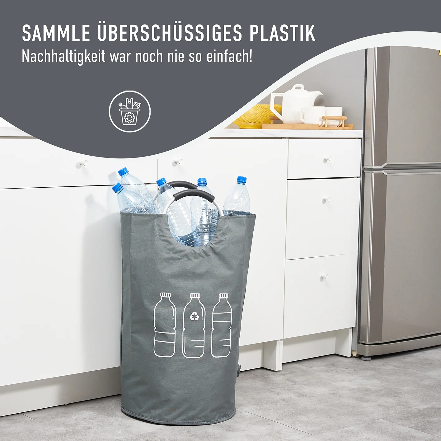 Faltbarer Pfandflaschen Sammelbehälter - Grau - Image 8