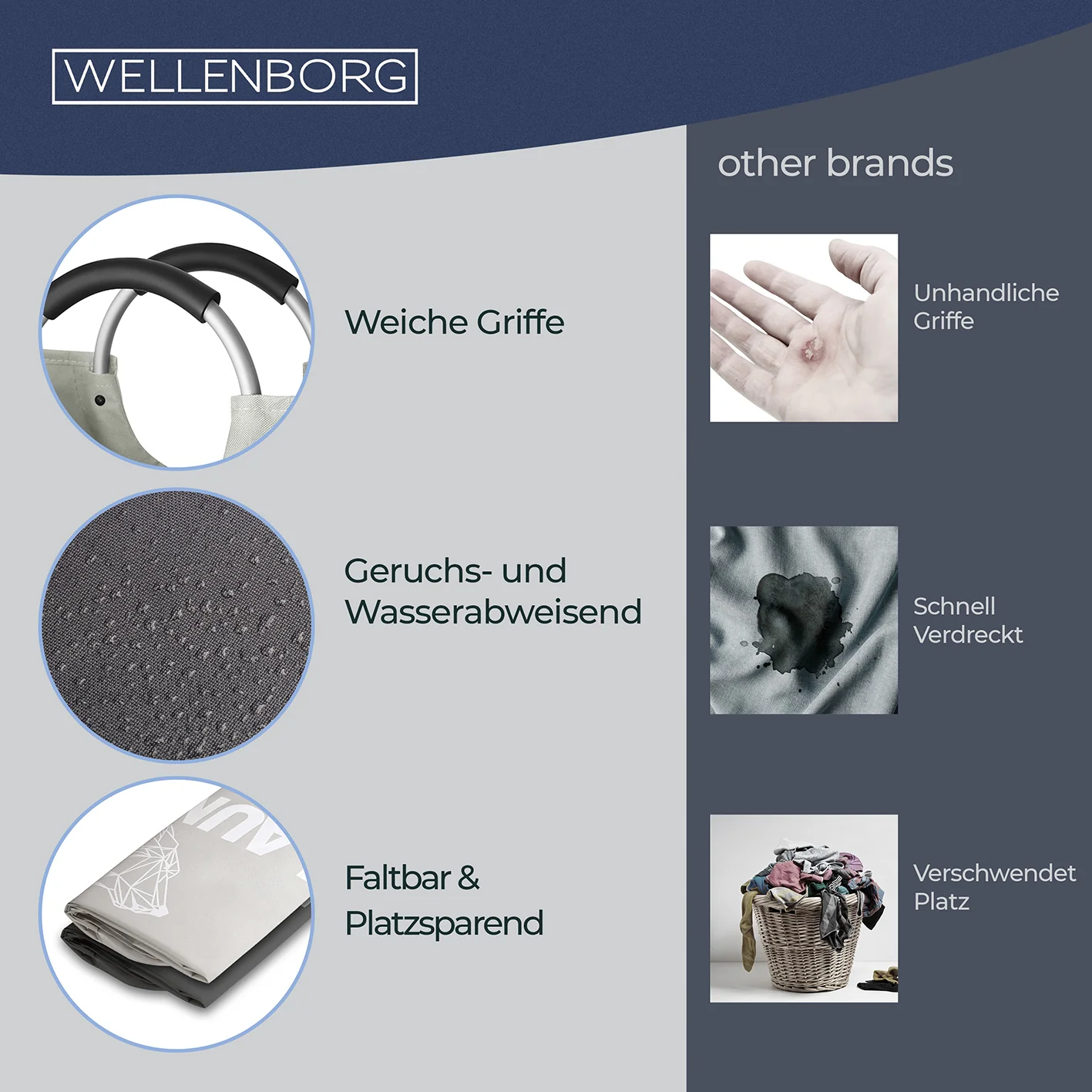 Faltbarer Wäschekorb - 2er-Set - Motiv Wolf & Hirsch - Image 7