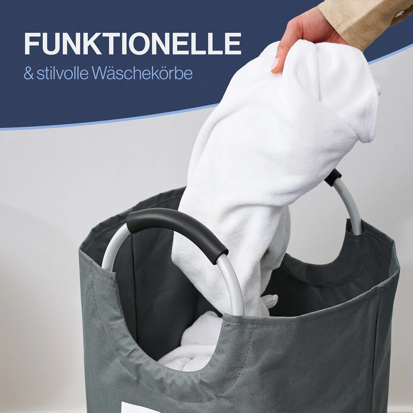 Faltbarer Wäschekorb - Grau - 82 Liter - Image 4