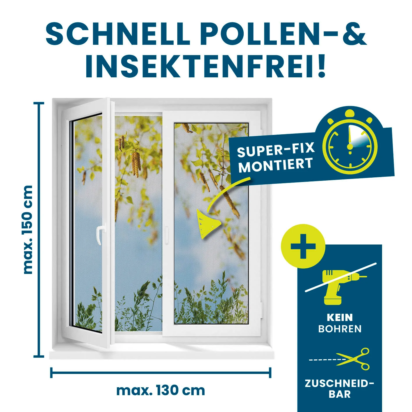 Insekten- & Pollenschutzgitter mit Magnetbefestigung - 2er-Set - Image 4