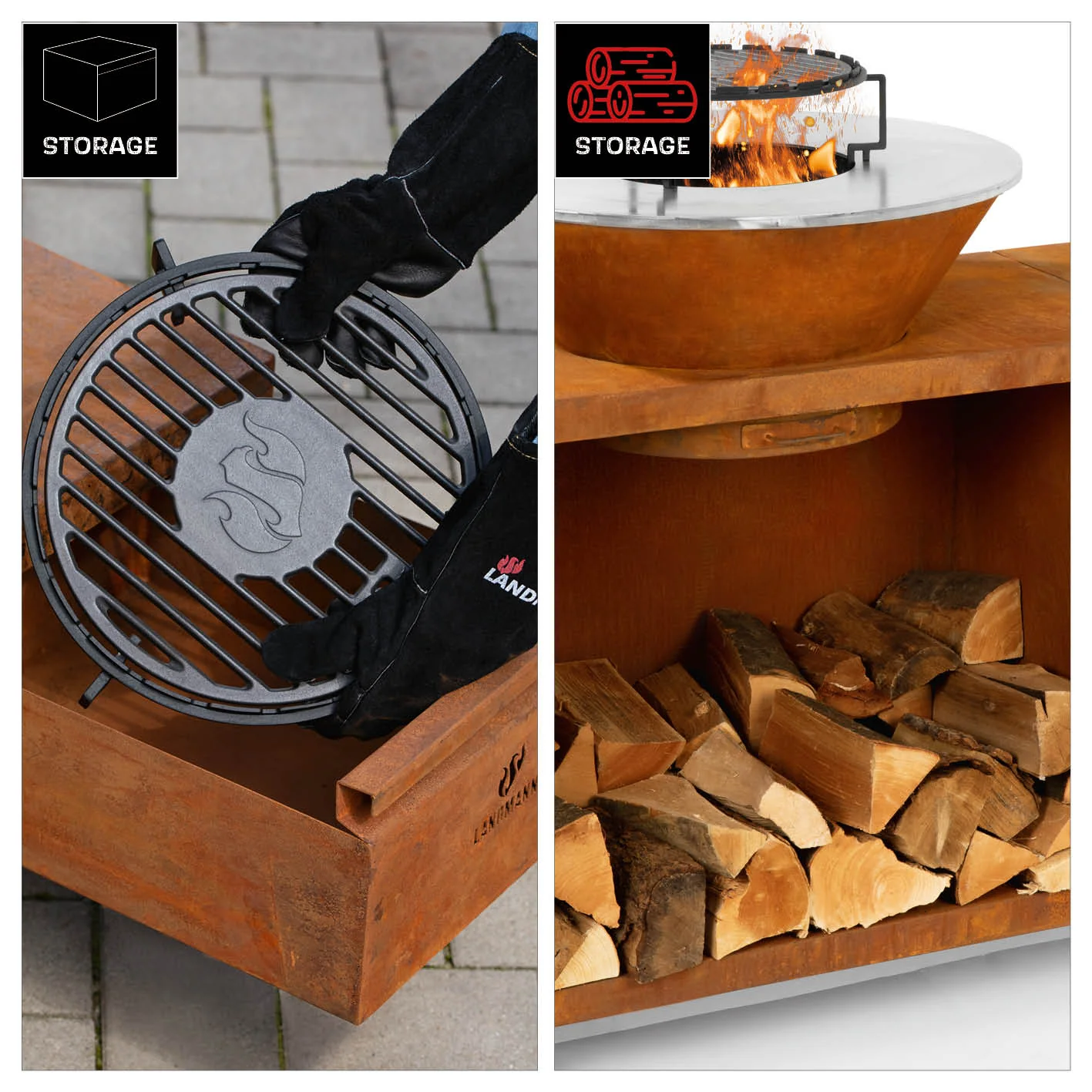 Feuerschalen-Wagen + Plancha-Grill KORREO - Ø 70 cm - Image 3