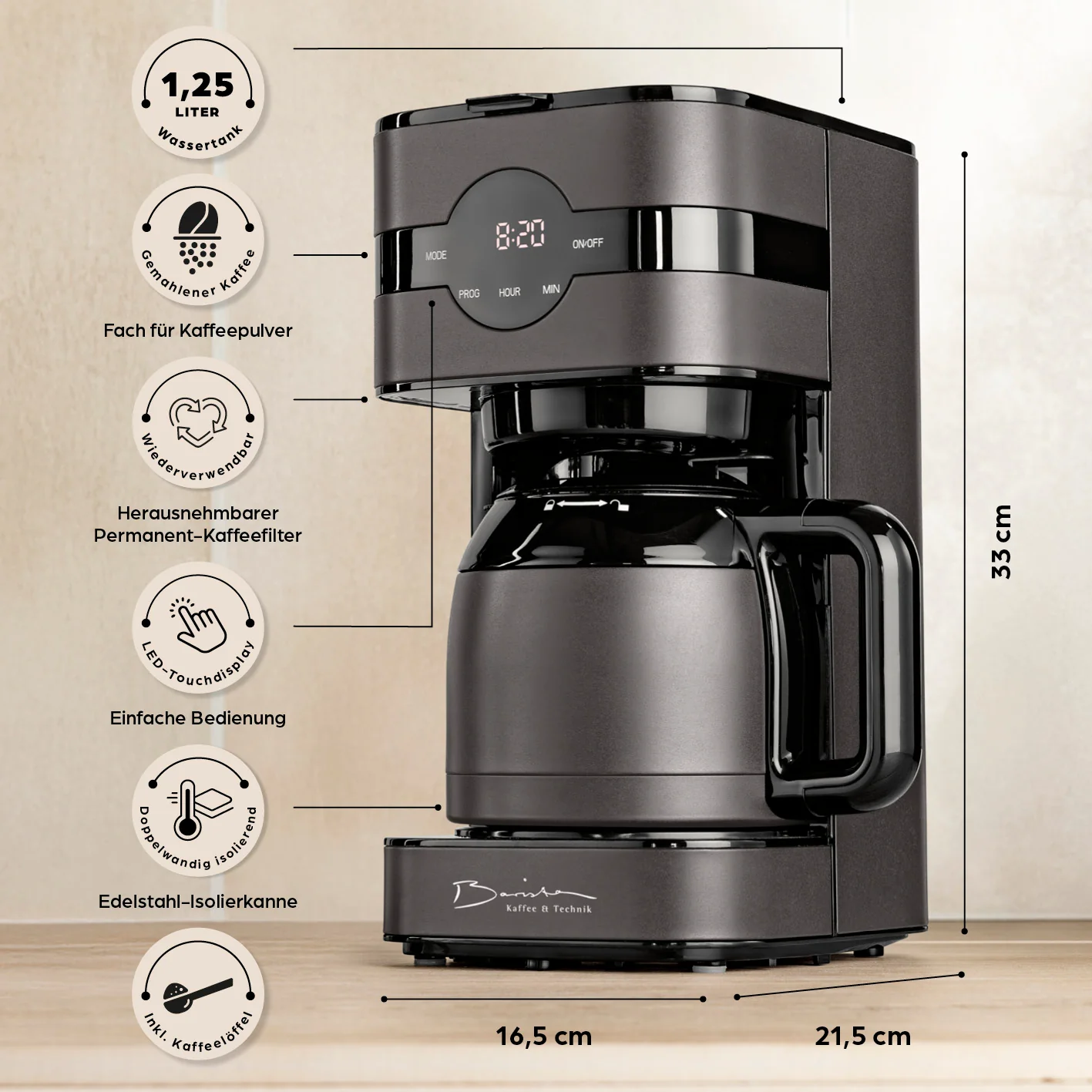 Filterkaffeemaschine Touch Iso - Grau - Image 7