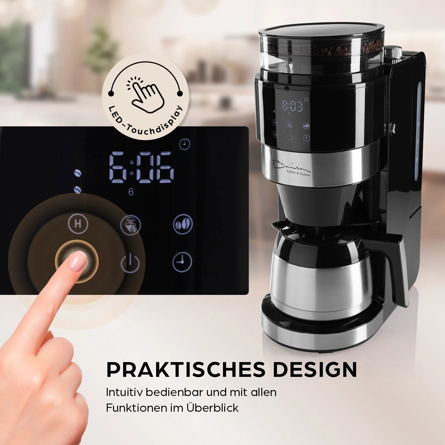 Filterkaffeemaschine Touch Iso mit Mahlwerk - Schwarz - Image 4