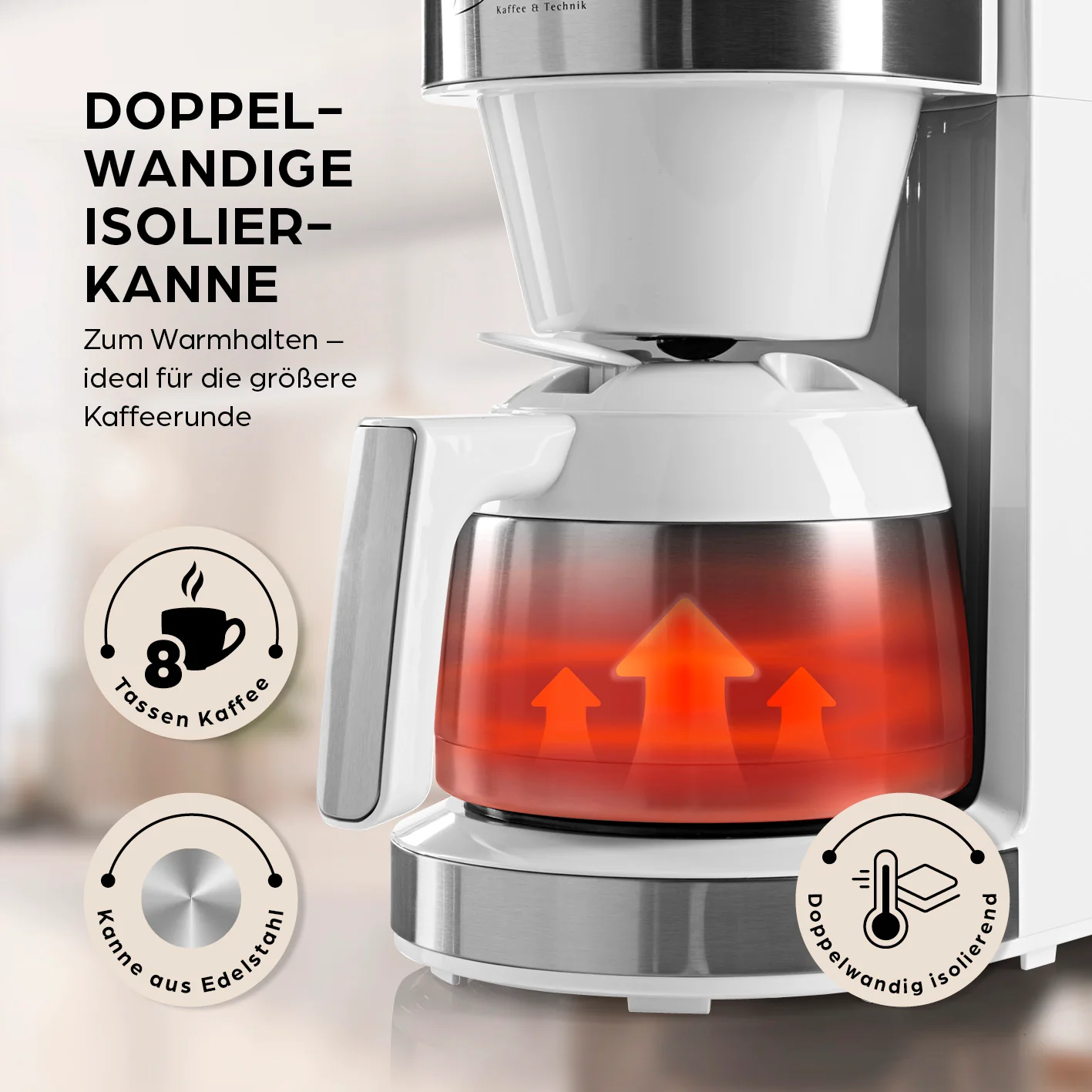 Filterkaffeemaschine Touch Iso mit Mahlwerk - Weiß - Image 3
