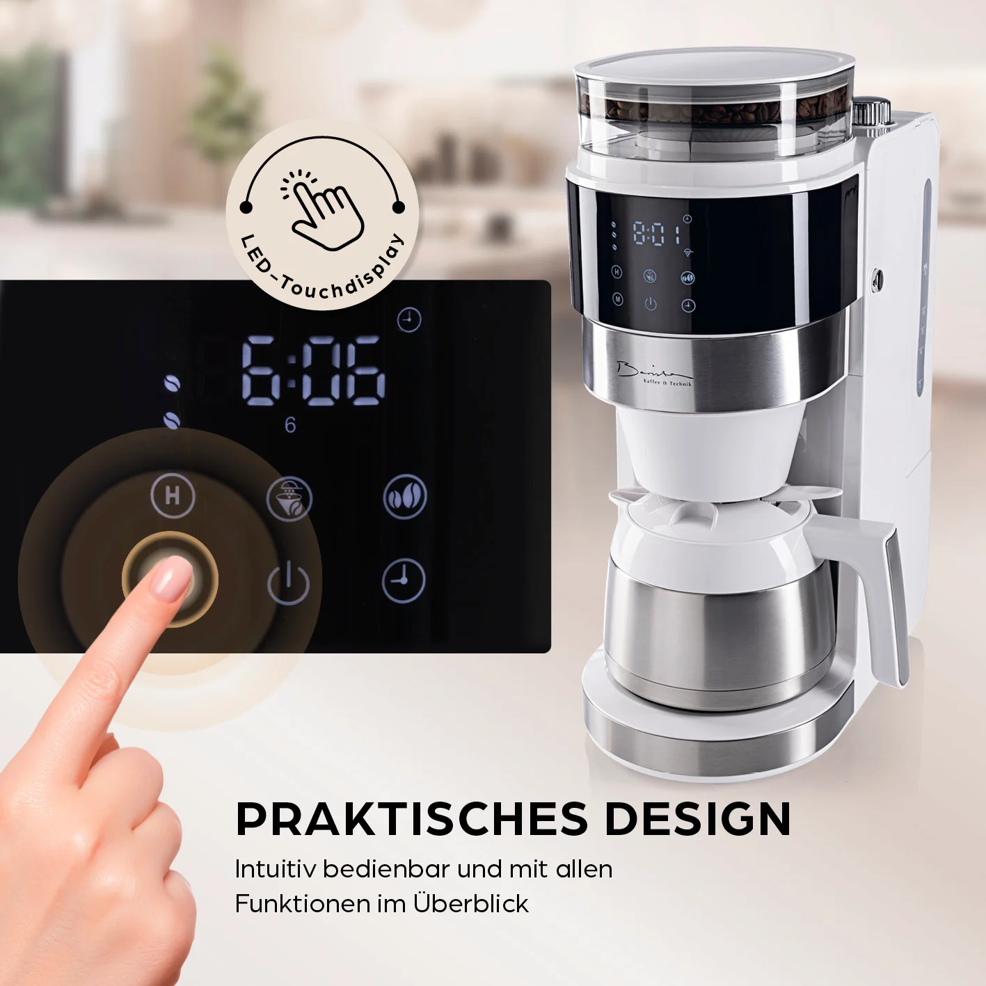 Filterkaffeemaschine Touch Iso mit Mahlwerk - Weiß - Image 4