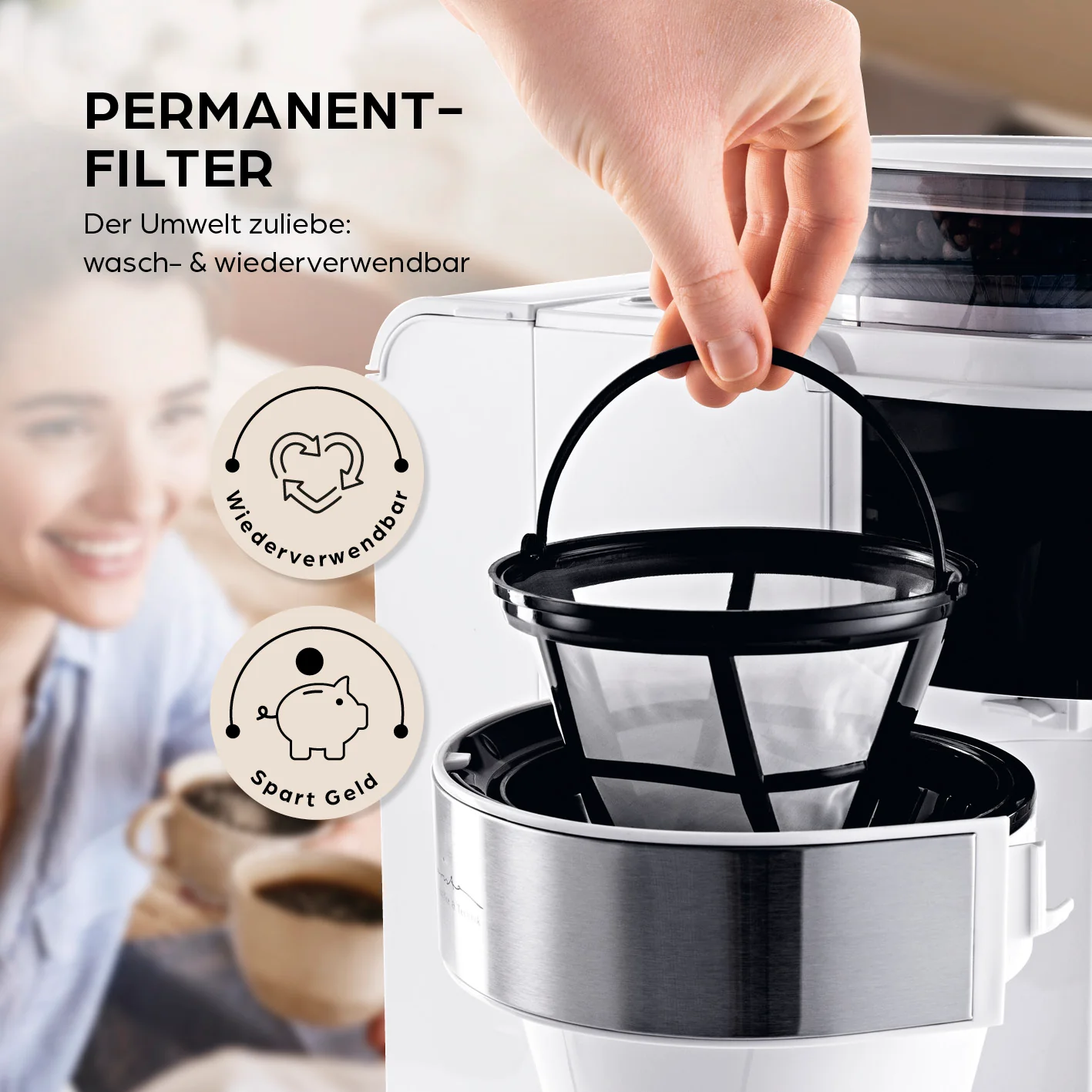 Filterkaffeemaschine Touch Iso mit Mahlwerk - Weiß - Image 7