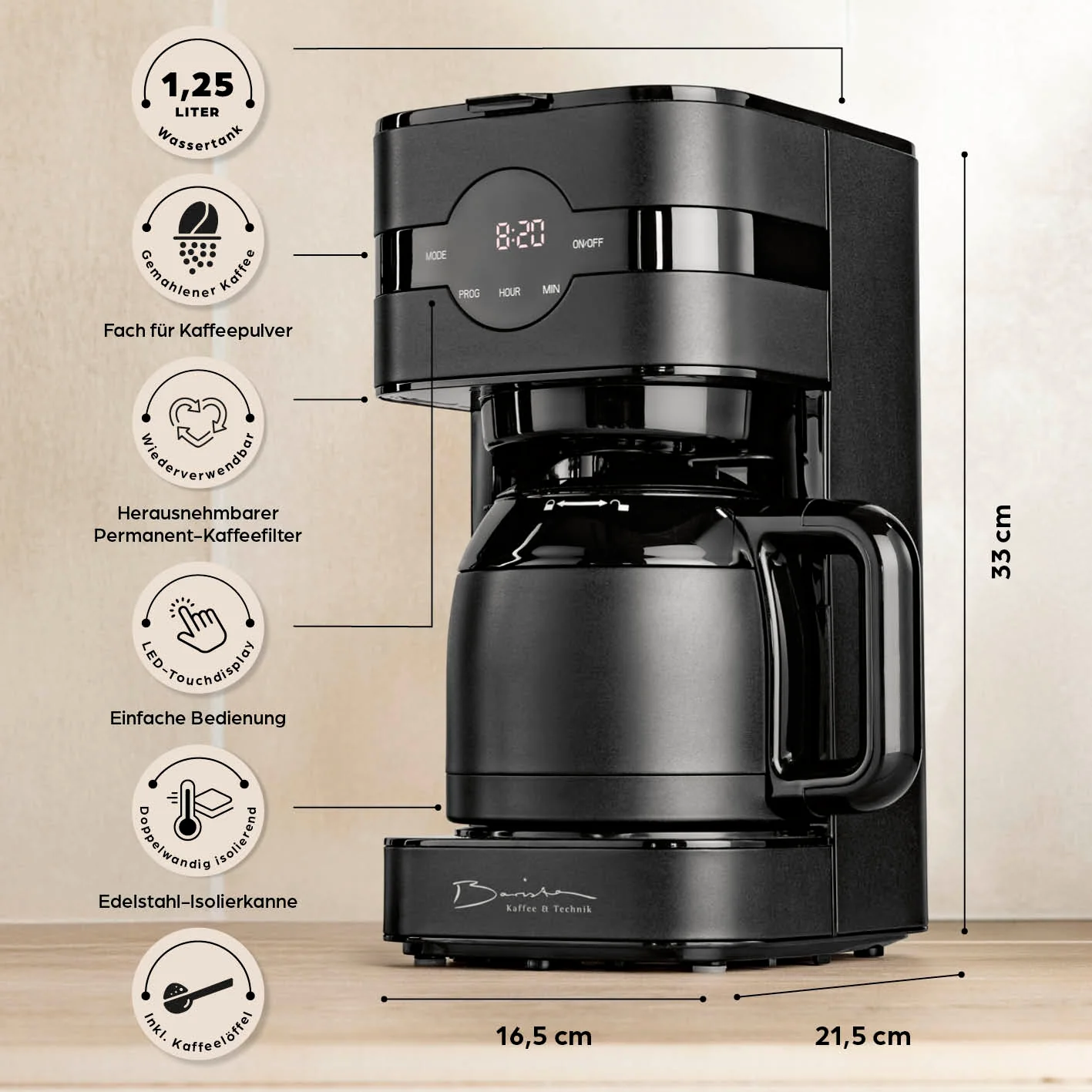 Filterkaffeemaschine Touch Iso - Schwarz - Image 7
