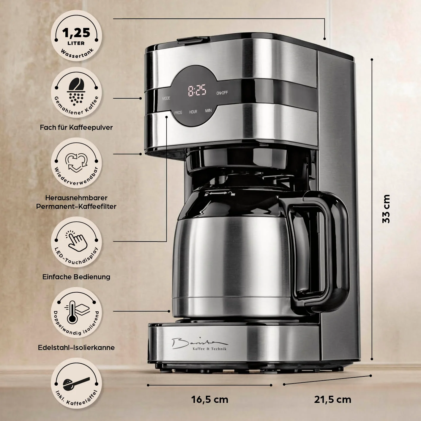 Filterkaffeemaschine Touch Iso - Silber - Image 5
