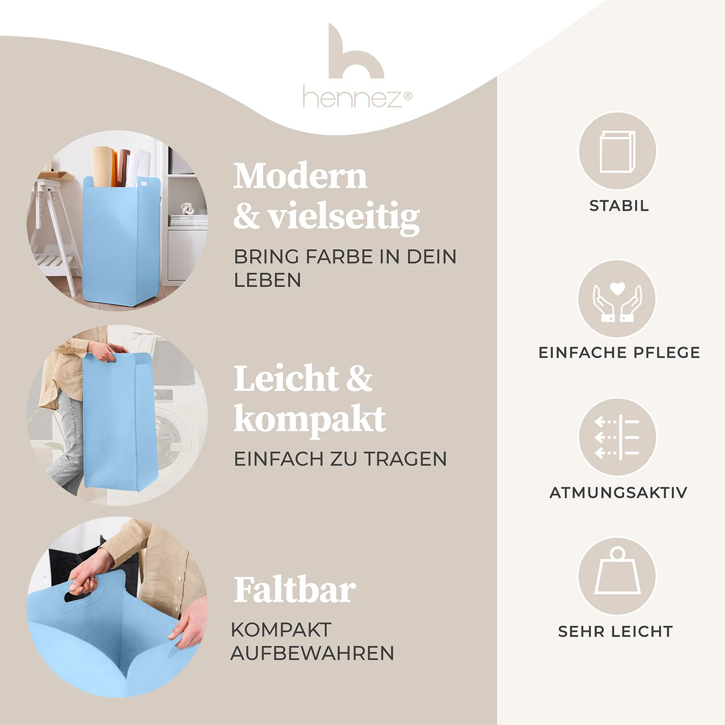 Filz-Aufbewahrungskorb "Katy" 75 l - Blau - Image 2
