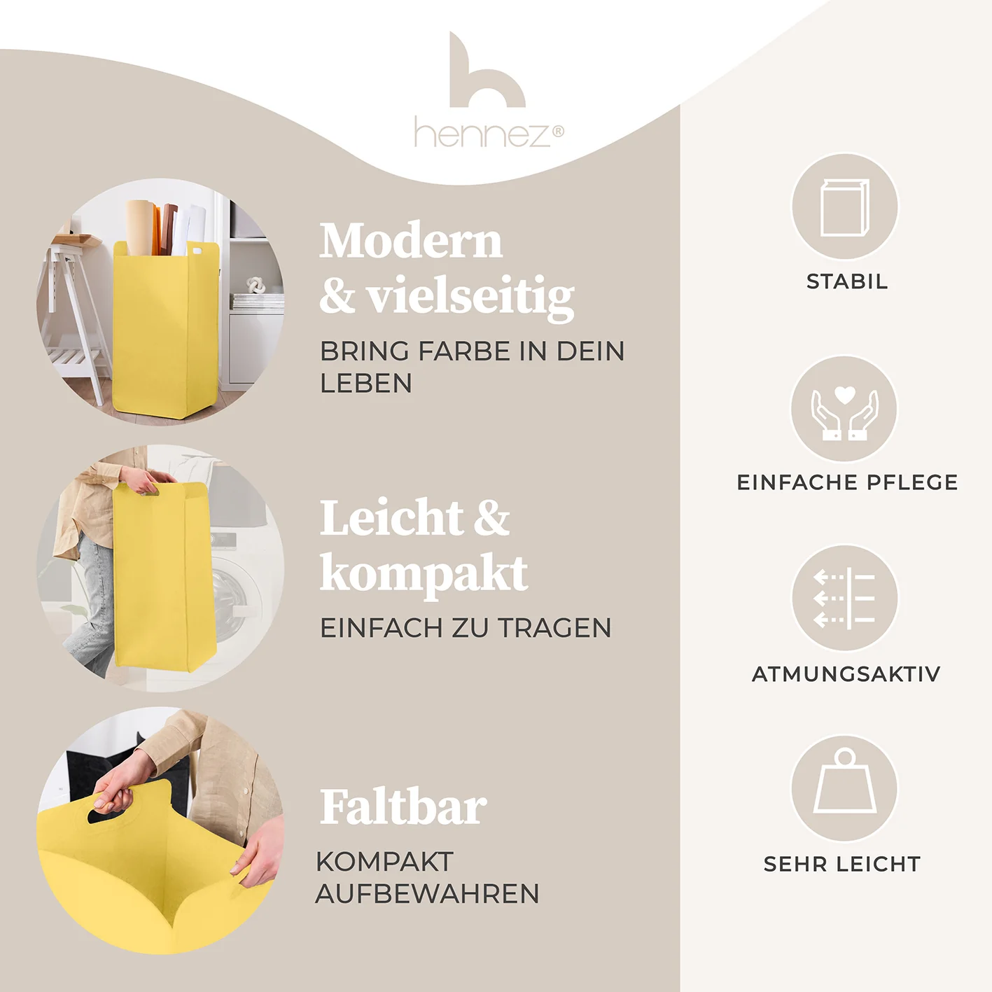 Filz-Aufbewahrungskorb "Katy" 75 l - Gelb - Image 2