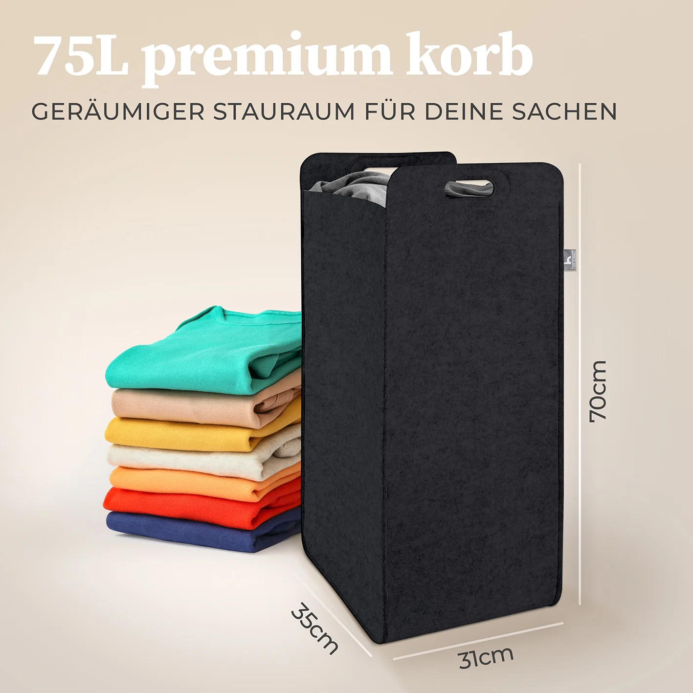 Filz-Aufbewahrungskorb "Katy" 80 l - Dunkelgrau - Image 4