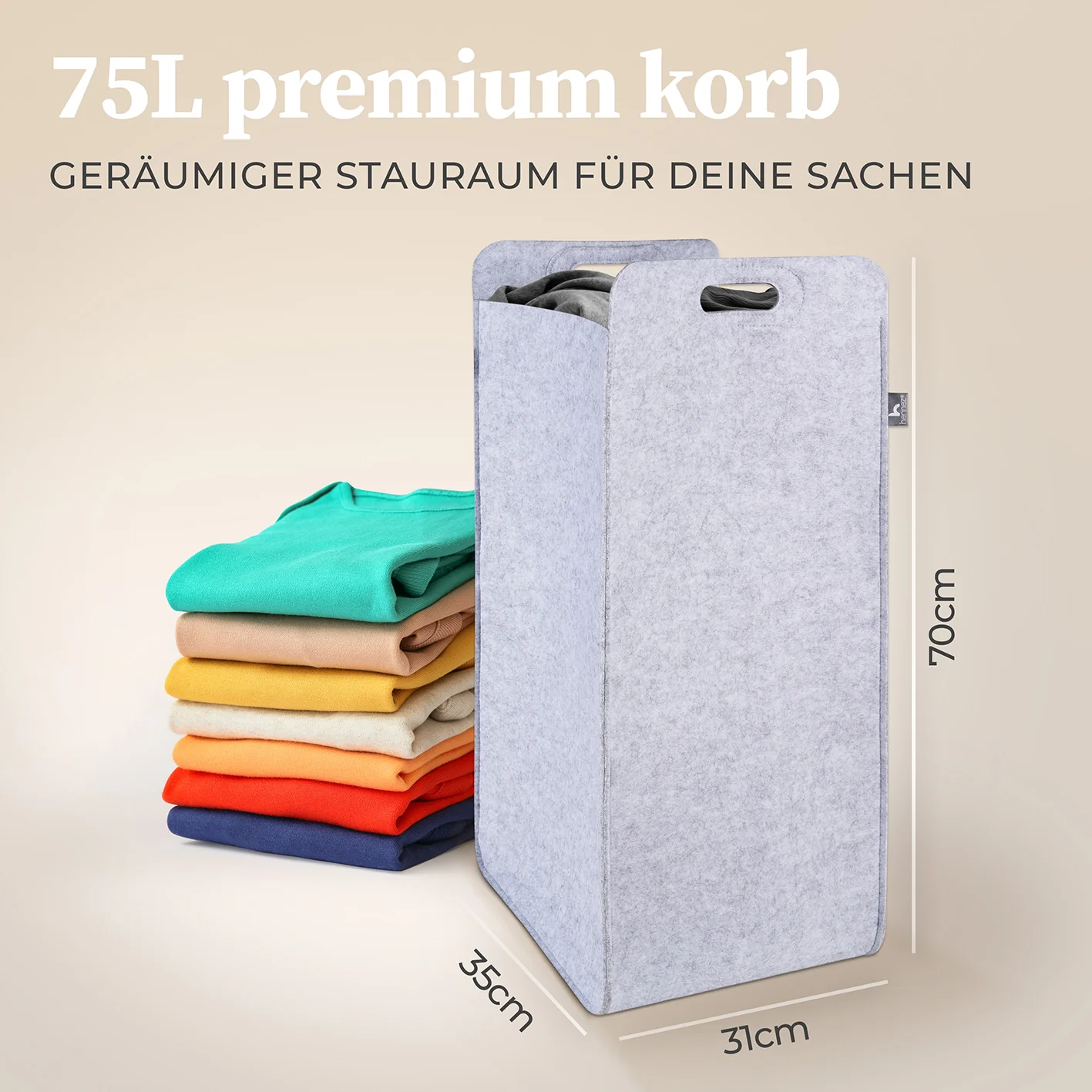 Filz-Aufbewahrungskorb "Katy" 80 l - Hellgrau - Image 3