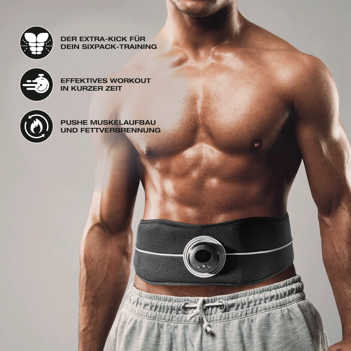 EMS Bauchmuskelgürtel- Trainieren mit Elektronischer Muskelstimulation - schwarz - Image 2