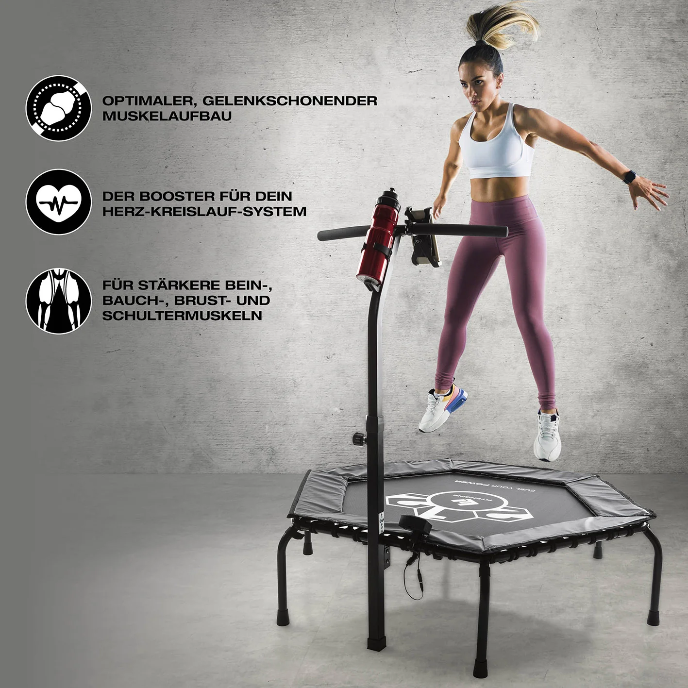 Fitness-Trampolin Smart - 5-fach höhenverstellbarer Haltegriff - Image 2