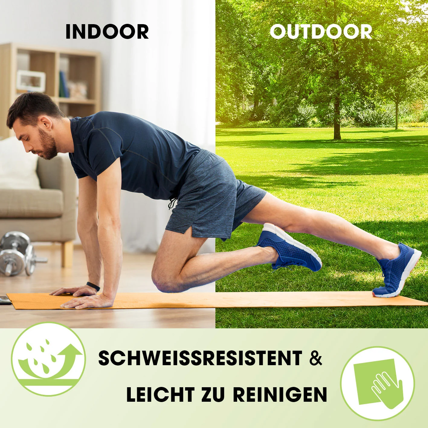 Fitness- und Gymnastikmatte - 183 x 61 x 1,5 cm - Grün - Image 3