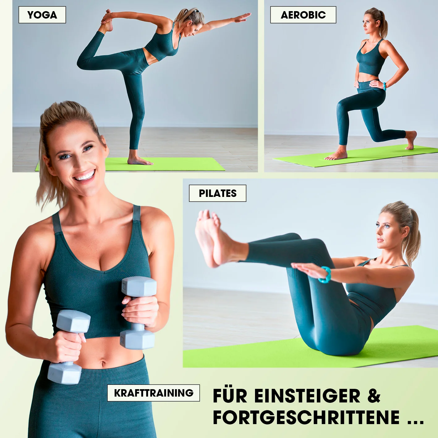 Fitness- und Gymnastikmatte - 183 x 61 x 1,5 cm - Grün - Image 6
