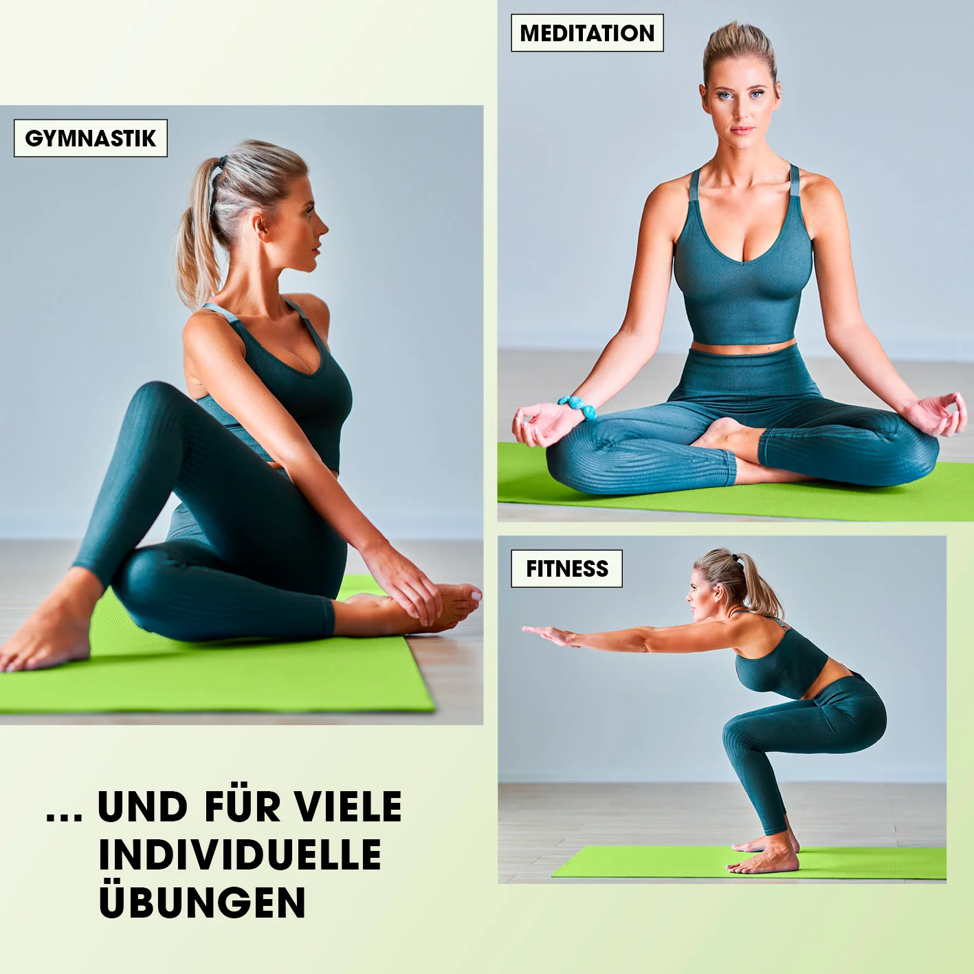 Fitness- und Gymnastikmatte - 183 x 61 x 1,5 cm - Grün - Image 7
