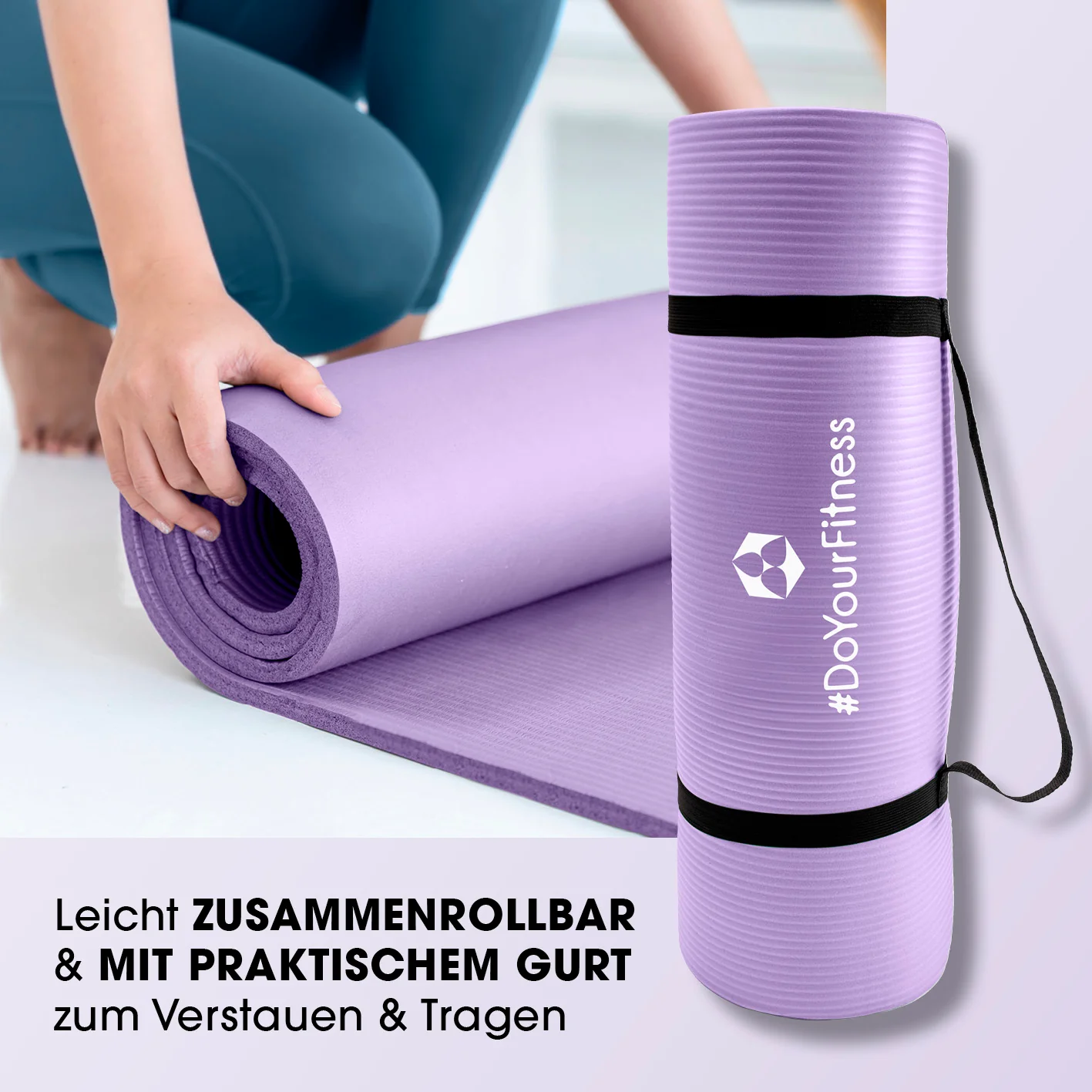 Fitness- und Gymnastikmatte - 183 x 61 x 1,5 cm - Lila - Image 5